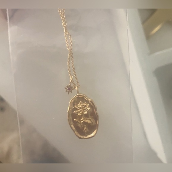 “For you with love” July Birth Flower Pendant Necklace Local Eclectic NWT - Picture 3 of 5